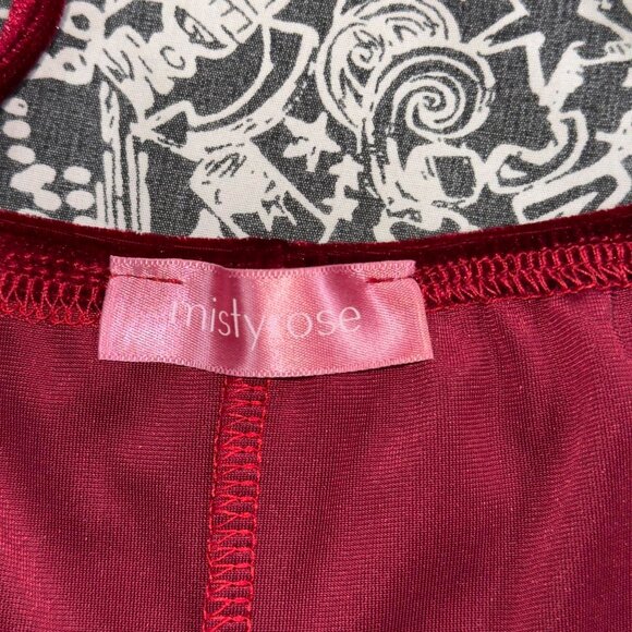 Misty Rose ruched velvet midi dress deep wine red - Picture 5 of 5